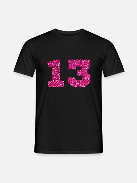 Number 13 Pink Glitter - 13th Birthday - Men's T-Shirt - black