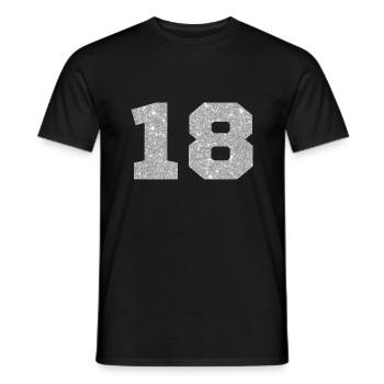 Numéro 18 paillettes argenté - 18e anniversaire - T-shirt homme - noir - Devant - AI Model Male 178 light (178cm)