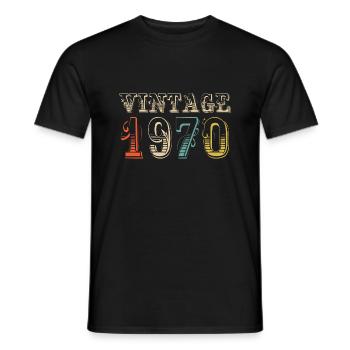 Vintage 1970- 54 th birthday - 54 ans - T-shirt homme - noir - Devant - AI Model Male 178 light (178cm)