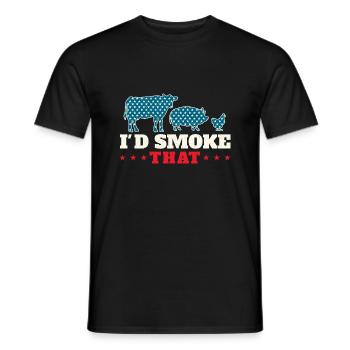 I'd Smoke That Funny BBQ Grilling Patriotic Humor - Men's T-Shirt - black - Front - AI Model Male 178 light (178cm)