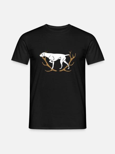 German Wirehaired - Antlers - Men's T-Shirt - black