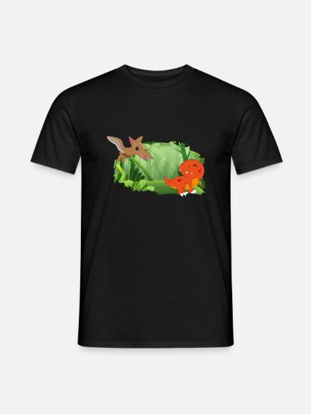 Dinosaurier im Wald - Männer T-Shirt - Schwarz