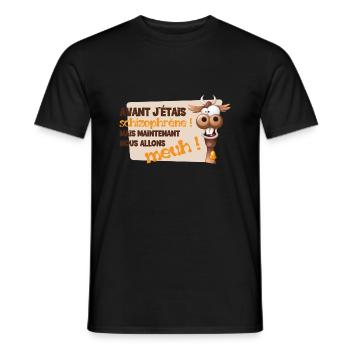 Avant j'étais schizophrène mais nous allons meuh ! - T-shirt homme - noir - Devant - AI Model Male 178 light (178cm)