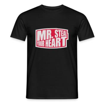 mr steal your heart - Men's T-Shirt - black - Front - AI Model Male 178 light (178cm)