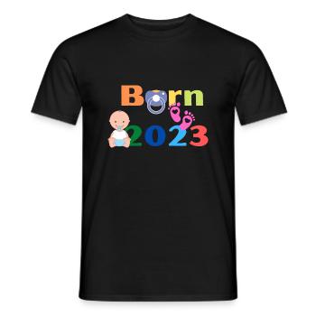 Born 2023 - Männer T-Shirt - Schwarz - Vorne - AI Model Male 178 light (178cm)