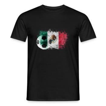 Drapeau du Mexique avec ballon de football - T-shirt homme - noir - Devant - AI Model Male 178 light (178cm)