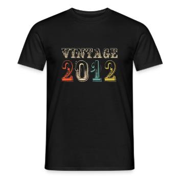 Vintage 2012- 12 nd birthday - 12 years old - Men's T-Shirt - black - Front - AI Model Male 178 light (178cm)