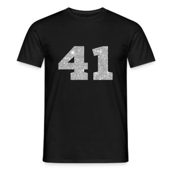 Numéro 41 paillettes argenté - 41e anniversaire - T-shirt homme - noir - Devant - AI Model Male 178 light (178cm)