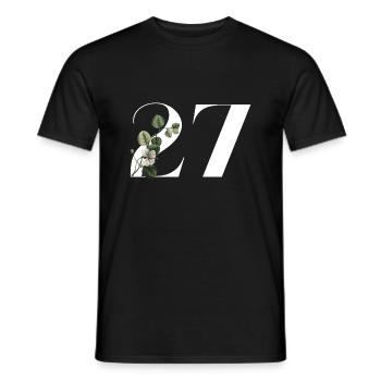 Numéro 27 floral vert -27e anniversaire floral - T-shirt homme - noir - Devant - AI Model Male 178 light (178cm)