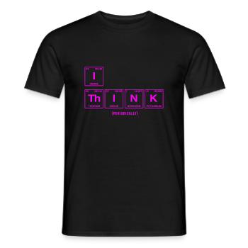Je PENSE (périodiquement) - Tableau périodique satirique - T-shirt homme - noir - Devant - AI Model Male 178 light (178cm)