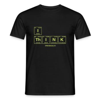 Je PENSE (périodiquement) - Tableau périodique satirique - T-shirt homme - noir - Devant - AI Model Male 178 light (178cm)