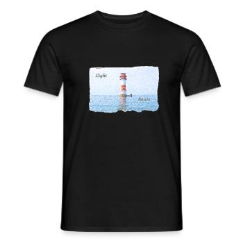 20230105 Leuchtturm - Männer T-Shirt - Schwarz - Vorne - AI Model Male 178 light (178cm)