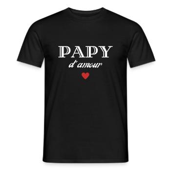 papy d'amour - T-shirt homme - noir - Devant - AI Model Male 178 light (178cm)