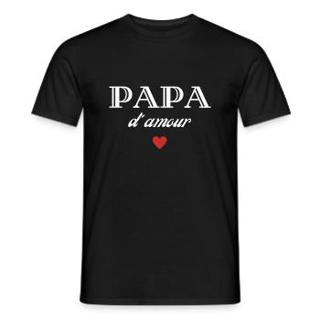 papa d'amour - T-shirt homme - noir - Devant - AI Model Male 178 light (178cm)