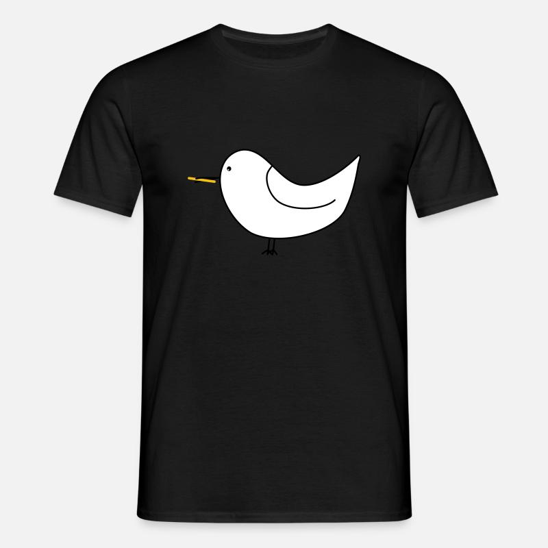 Weiße Möwe mit Pommes - Männer T-Shirt - Schwarz