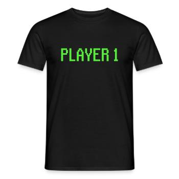 Joueur 1 Joueur de Pixel Art - T-shirt homme - noir - Devant - AI Model Male 178 light (178cm)