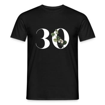 Numéro 30 floral vert - 30e anniversaire floral - T-shirt homme - noir - Devant - AI Model Male 178 light (178cm)
