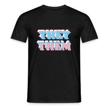 Ils / Eux pronoms trans non-binaires agender LGBT - T-shirt homme - noir - Devant - AI Model Male 178 light (178cm)
