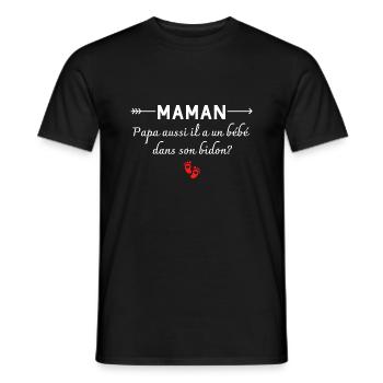 maman papa aussi il a un bébé - humour enfant - T-shirt homme - noir - Devant - AI Model Male 178 light (178cm)