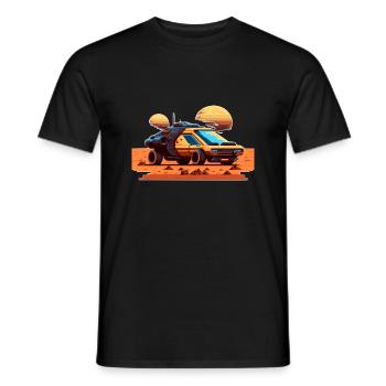 Une voiture futuriste sur une planète extraterrestre - T-shirt homme - noir - Devant - AI Model Male 178 light (178cm)