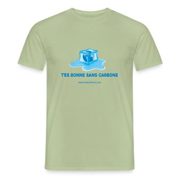 T'es bonne sans carbone - T-shirt homme - vert sauge - Devant - AI Model Male 178 light (178cm)