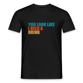 Vintage Drinking Beer Drinker Look Like Drink - Men's T-Shirt - black - Front - AI Model Male 178 light (178cm)