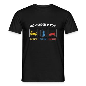 Der Kampf ist echt Dinosaurier Fitness T-Rex Gym - Männer T-Shirt - Schwarz - Vorne - AI Model Male 178 light (178cm)