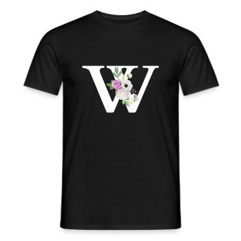 Purple floral w letter - Men's T-Shirt - black - Front - AI Model Male 178 light (178cm)