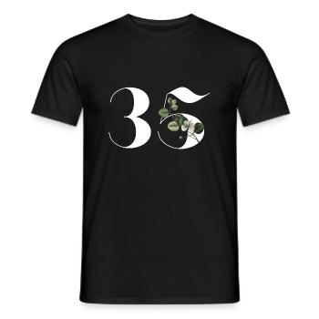 Numéro 35 floral vert - 35e anniversaire floral - T-shirt homme - noir - Devant - AI Model Male 178 light (178cm)