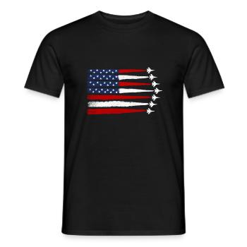 Patriotic Fighter Jets - USA Flag 4th of July - Men's T-Shirt - black - Front - AI Model Male 178 light (178cm)