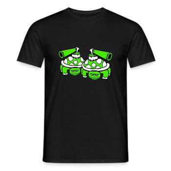 2 Turtles Tank Gun Shooting War Attack - Men's T-Shirt - black - Front - AI Model Male 178 light (178cm)