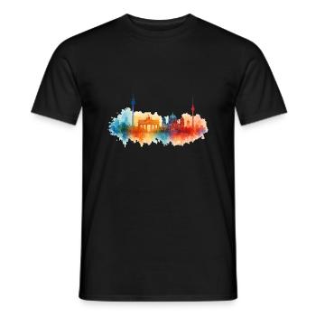 Berlin City Watercolor City - Men's T-Shirt - black - Front - AI Model Male 178 light (178cm)