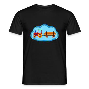 Roter Traktor / Traktor mit Hänger - Männer T-Shirt - Schwarz - Vorne - AI Model Male 178 light (178cm)