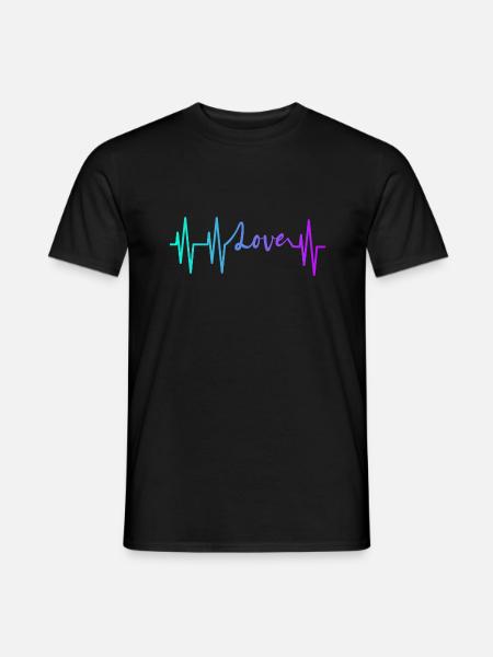 HEARTBEAT LOVE GRADIENT BLUE PURPLE - Men's T-Shirt - black