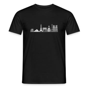 Skyline von Paris in Weiß mit Details - Männer T-Shirt - Schwarz - Vorne - AI Model Male 178 light (178cm)