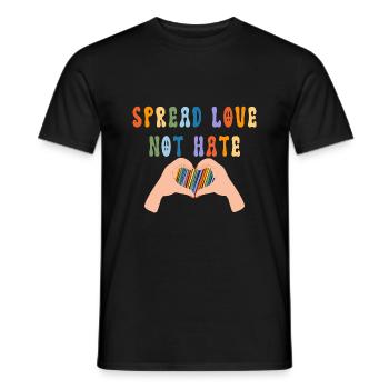 Spread Love Not Hate - Men's T-Shirt - black - Front - AI Model Male 178 light (178cm)
