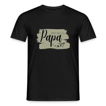 Bis bald, Papa Aufdruck, Papierflieger, Olivgrün - Männer T-Shirt - Schwarz - Vorne - AI Model Male 178 light (178cm)
