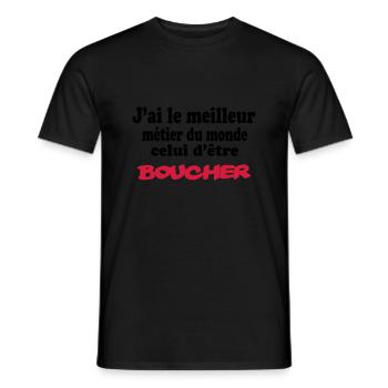 J'ai le meilleur métier du monde boucher : boucher - Men's T-Shirt - black - Front - AI Model Male 178 light (178cm)