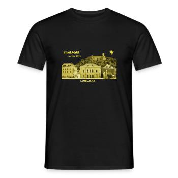 Summer Ljubljana Slovenia capital city castle - Men's T-Shirt - black - Front - AI Model Male 178 light (178cm)