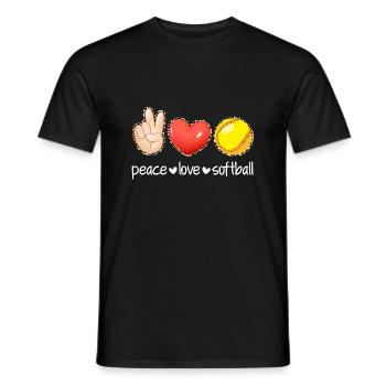 Peace Love Softball Leopard Print Mädchen Softball - Männer T-Shirt - Schwarz - Vorne - AI Model Male 178 light (178cm)