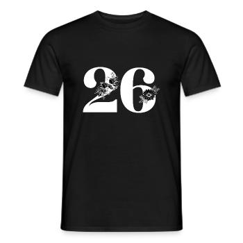 Nummer 26 Schwarze Blumen - 26. Blumenjubiläum - Männer T-Shirt - Schwarz - Vorne - AI Model Male 178 light (178cm)