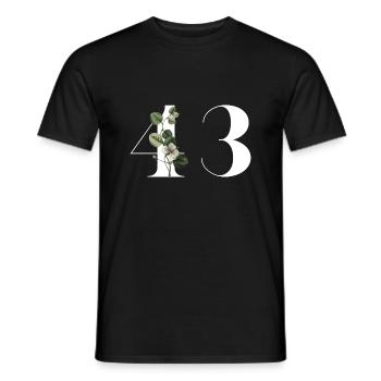Numéro 43 floral vert - 43e anniversaire floral - T-shirt homme - noir - Devant - AI Model Male 178 light (178cm)