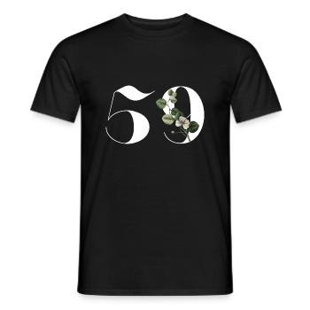 Numéro 59 floral vert - 59e anniversaire floral - T-shirt homme - noir - Devant - AI Model Male 178 light (178cm)