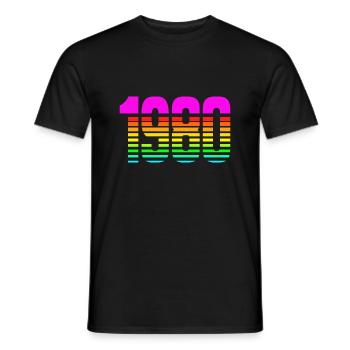1980 - Men's T-Shirt - black - Front - AI Model Male 178 light (178cm)