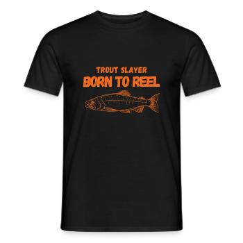 Trout Slayer – Born to Reel Fishing Design - Men's T-Shirt - black - Front - AI Model Male 178 light (178cm)