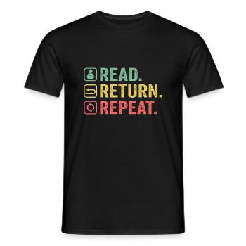 Read, Return, Repeat, Book Lover - Men's T-Shirt - black - Front - AI Model Male 178 light (178cm)