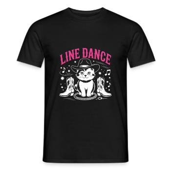 I love my cat and line dancing - Men's T-Shirt - black - Front - AI Model Male 178 light (178cm)