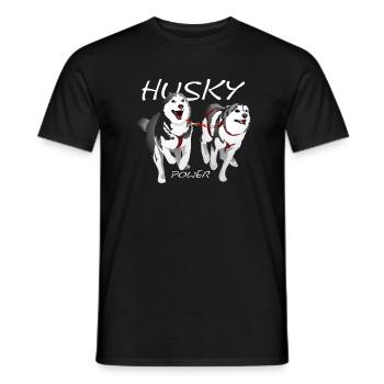 Husky Power, dog - Men's T-Shirt - black - Front - AI Model Male 178 light (178cm)