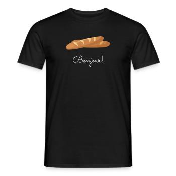 Bonjour Baguette Black Geschenk Frankreich - Männer T-Shirt - Schwarz - Vorne - AI Model Male 178 light (178cm)