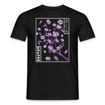 Retro Aesthetics Sakura Streetwear - Men's T-Shirt - black - Front - AI Model Male 178 light (178cm)